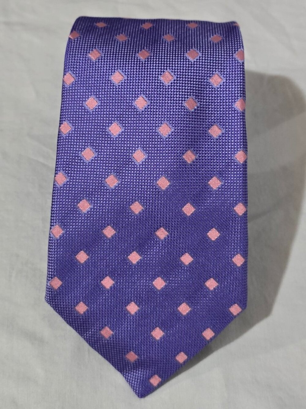 PINK Thomas Pink Hand Made in England Silk Necktie - Purple Pink Geo